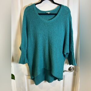 Eileen Fisher Organic Cotton Knit High-Low Dolman Sleeve Sweater Size Large